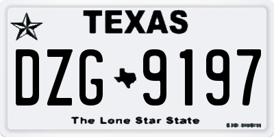 TX license plate DZG9197