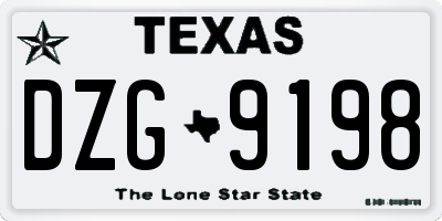 TX license plate DZG9198
