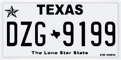TX license plate DZG9199