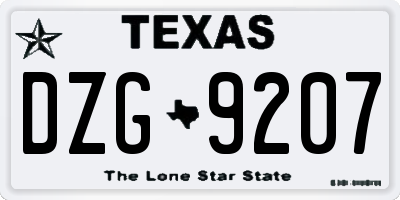 TX license plate DZG9207