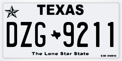 TX license plate DZG9211
