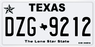 TX license plate DZG9212