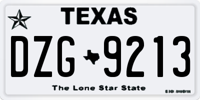 TX license plate DZG9213