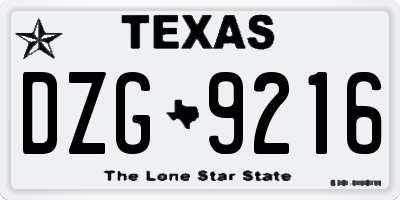 TX license plate DZG9216