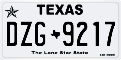 TX license plate DZG9217