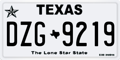 TX license plate DZG9219
