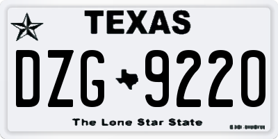 TX license plate DZG9220