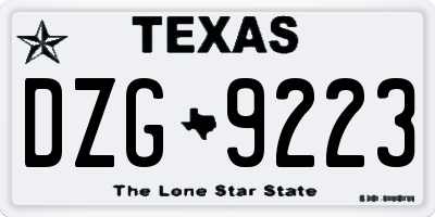 TX license plate DZG9223