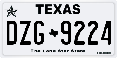 TX license plate DZG9224