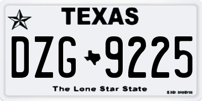 TX license plate DZG9225