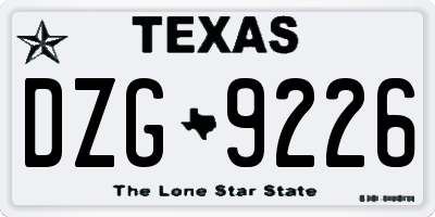 TX license plate DZG9226