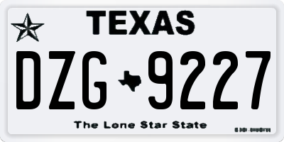 TX license plate DZG9227