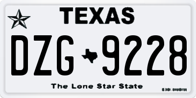 TX license plate DZG9228