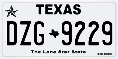 TX license plate DZG9229