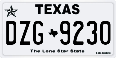 TX license plate DZG9230