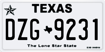 TX license plate DZG9231