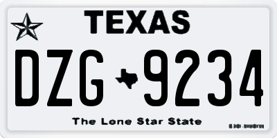 TX license plate DZG9234