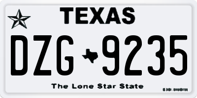 TX license plate DZG9235