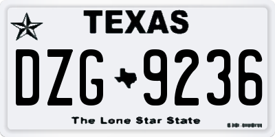 TX license plate DZG9236