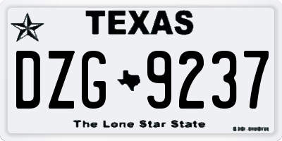 TX license plate DZG9237