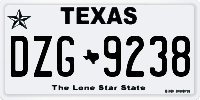 TX license plate DZG9238