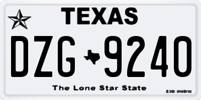 TX license plate DZG9240