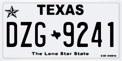 TX license plate DZG9241