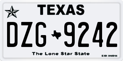 TX license plate DZG9242
