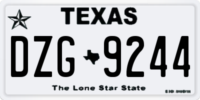 TX license plate DZG9244