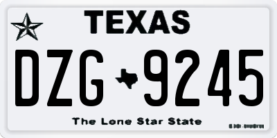 TX license plate DZG9245