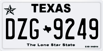 TX license plate DZG9249