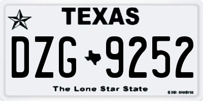 TX license plate DZG9252