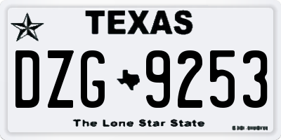 TX license plate DZG9253