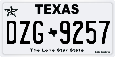 TX license plate DZG9257
