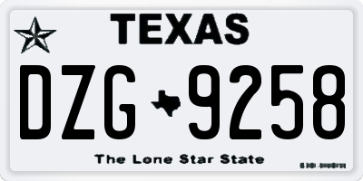 TX license plate DZG9258