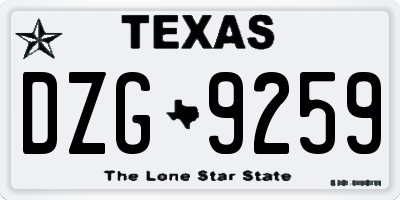 TX license plate DZG9259