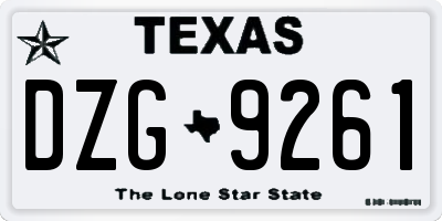 TX license plate DZG9261