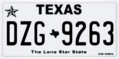 TX license plate DZG9263