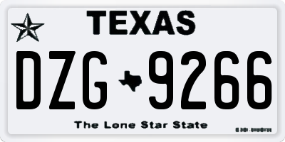 TX license plate DZG9266