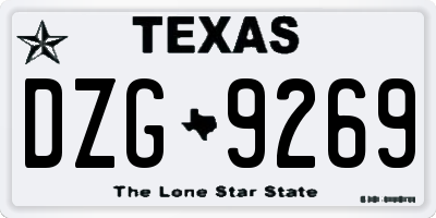 TX license plate DZG9269
