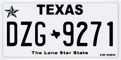 TX license plate DZG9271