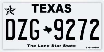 TX license plate DZG9272