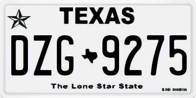 TX license plate DZG9275