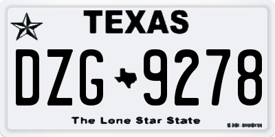 TX license plate DZG9278