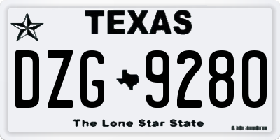 TX license plate DZG9280