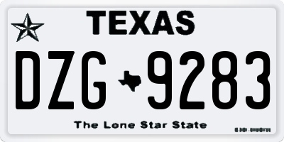 TX license plate DZG9283
