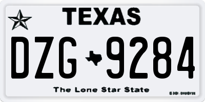TX license plate DZG9284