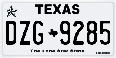 TX license plate DZG9285