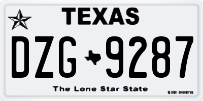 TX license plate DZG9287