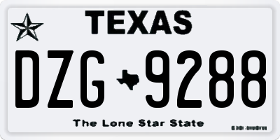 TX license plate DZG9288
